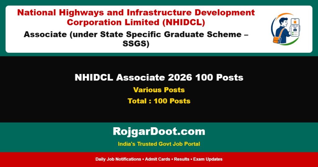 NHIDCL Associate 2026 100 Posts